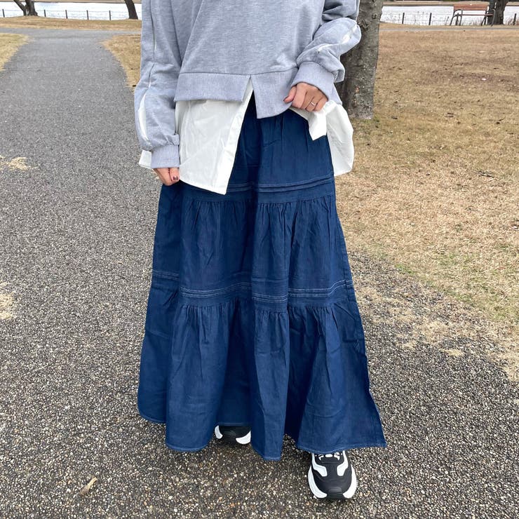 インディゴブルー | デニムティアードスカート | non-hedge 