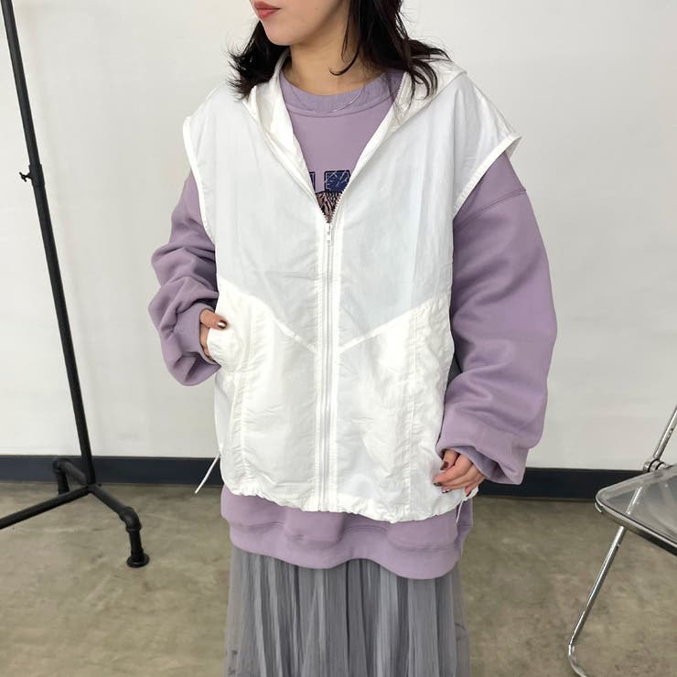 オフホワイト | ナイロンフードベスト | non-hedge 