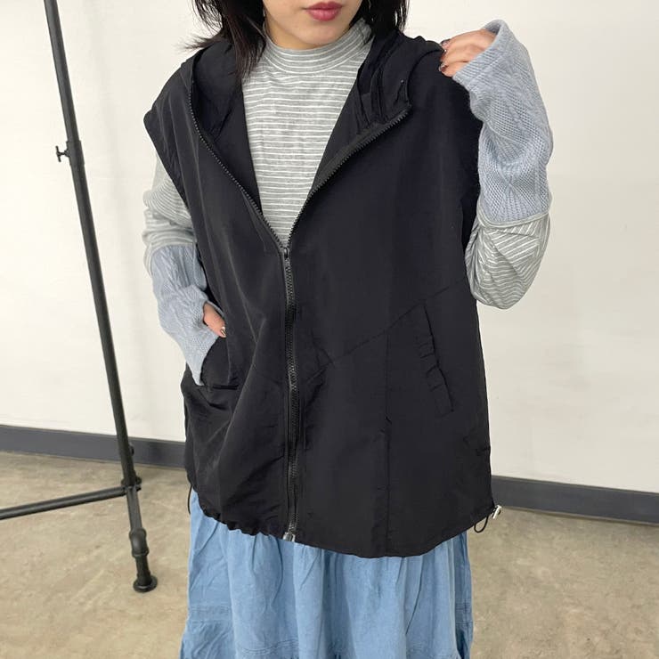 ブラック | ナイロンフードベスト | non-hedge 