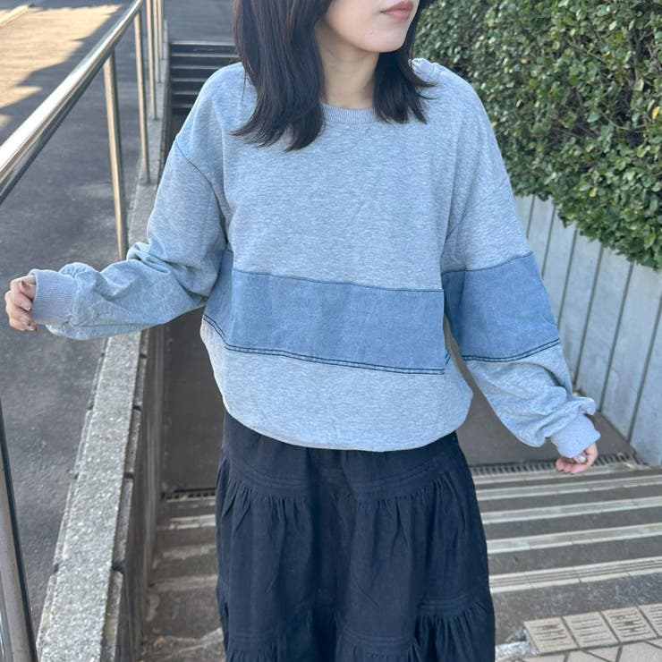 グレー | デニム切替プルオーバー | non-hedge 