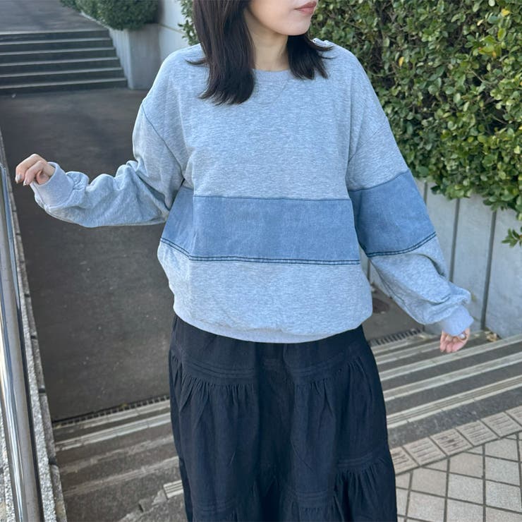 デニム切替プルオーバー | non-hedge  | 詳細画像1 