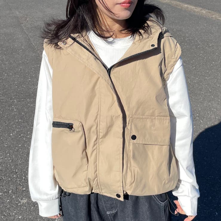 ベージュ | フードドロストベスト | non-hedge 