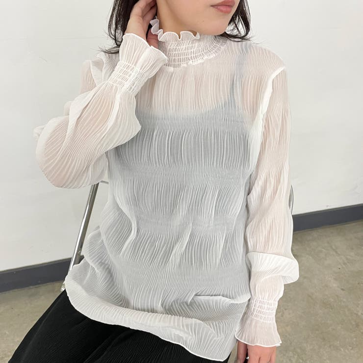 オフホワイト | シフォンシャーリングブラウス | non-hedge 