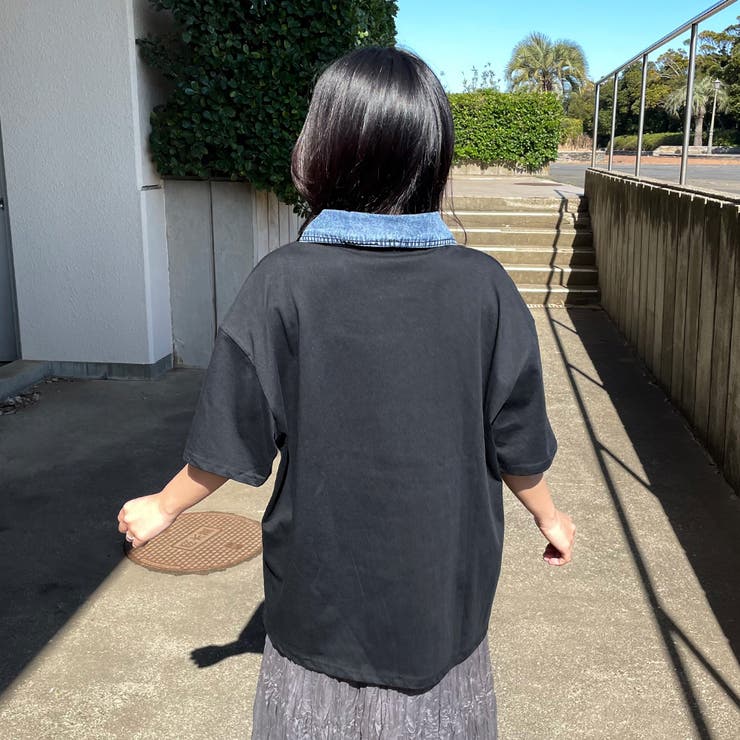 襟デニムハーフジップロゴTシャツ | non-hedge  | 詳細画像15 