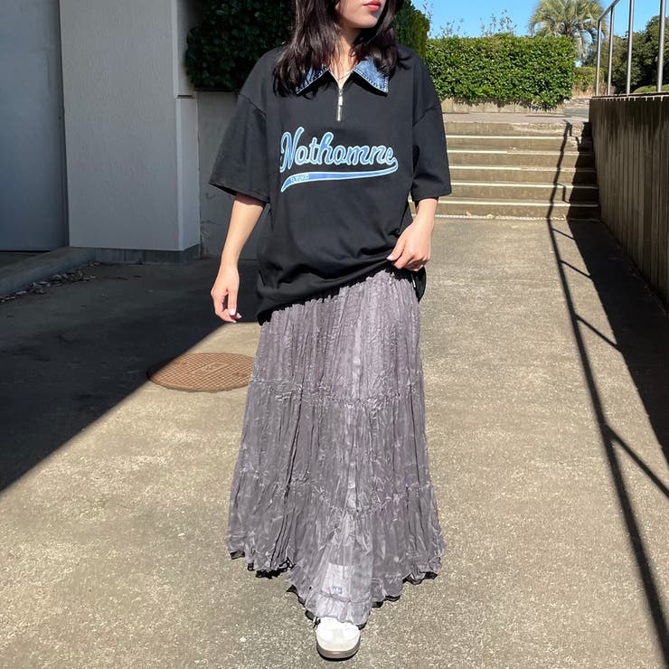 襟デニムハーフジップロゴTシャツ | non-hedge  | 詳細画像16 