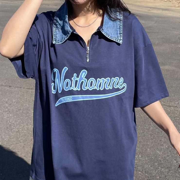 襟デニムハーフジップロゴTシャツ | non-hedge  | 詳細画像18 