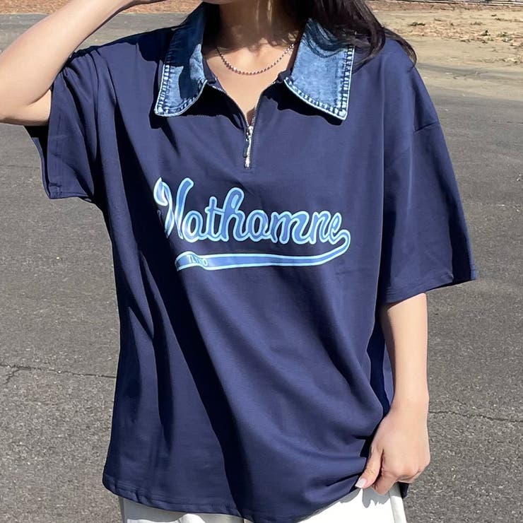 襟デニムハーフジップロゴTシャツ | non-hedge  | 詳細画像19 