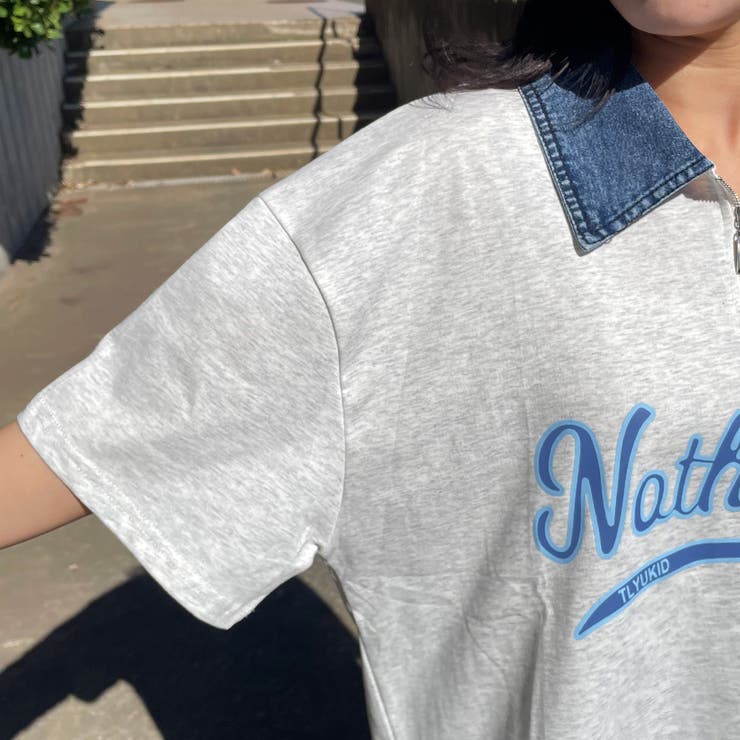 襟デニムハーフジップロゴTシャツ | non-hedge  | 詳細画像8 