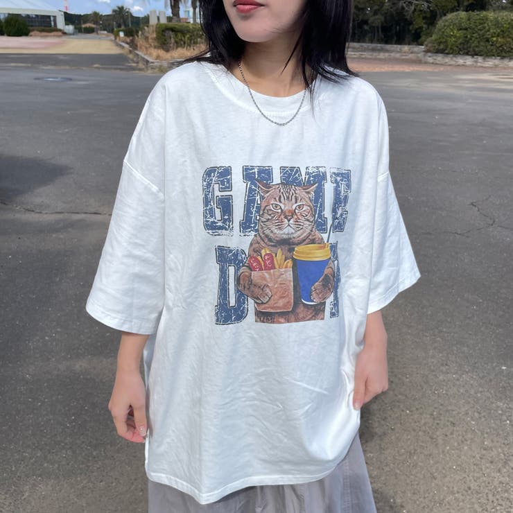 ネコプリントビッグTシャツ | non-hedge  | 詳細画像1 