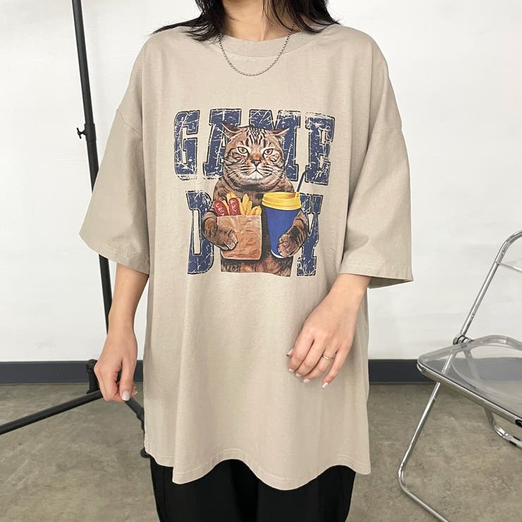 ネコプリントビッグTシャツ | non-hedge  | 詳細画像13 