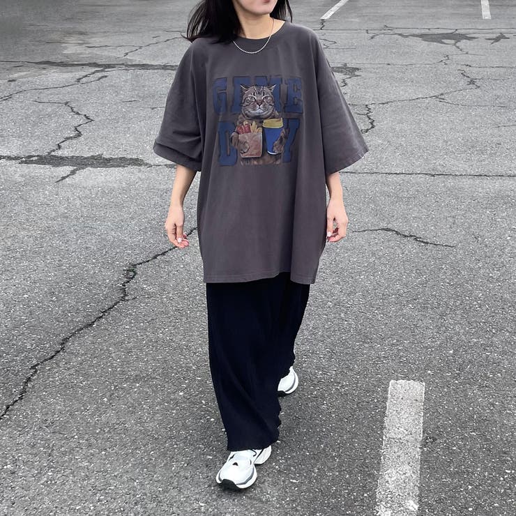 ネコプリントビッグTシャツ[品番：NHGW0006412]｜non-hedge