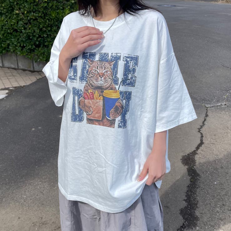 ネコプリントビッグTシャツ | non-hedge  | 詳細画像3 