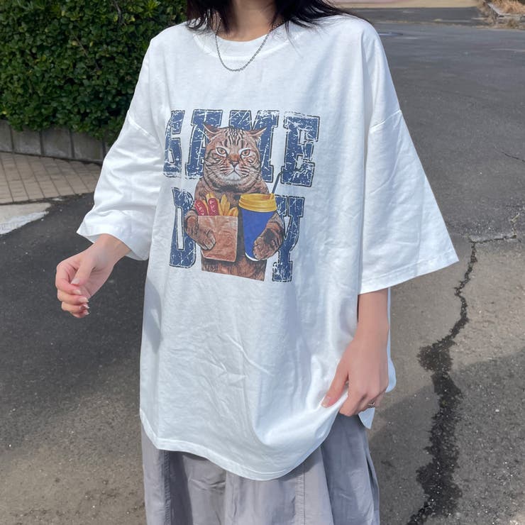 ネコプリントビッグTシャツ | non-hedge  | 詳細画像4 