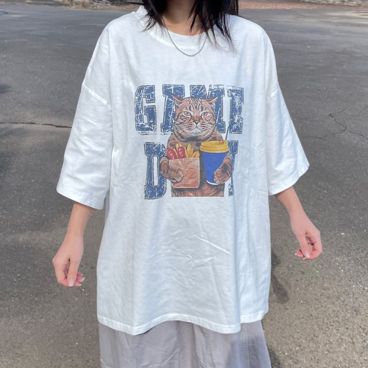 ネコプリントビッグTシャツ | non-hedge  | 詳細画像5 