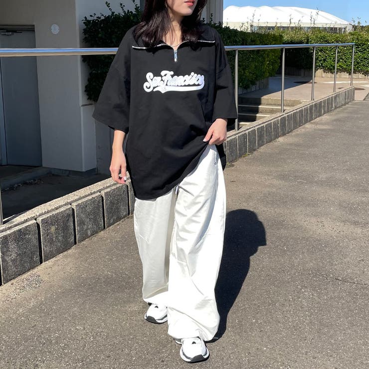 襟付きハーフジップロゴBIGTシャツ | non-hedge  | 詳細画像12 