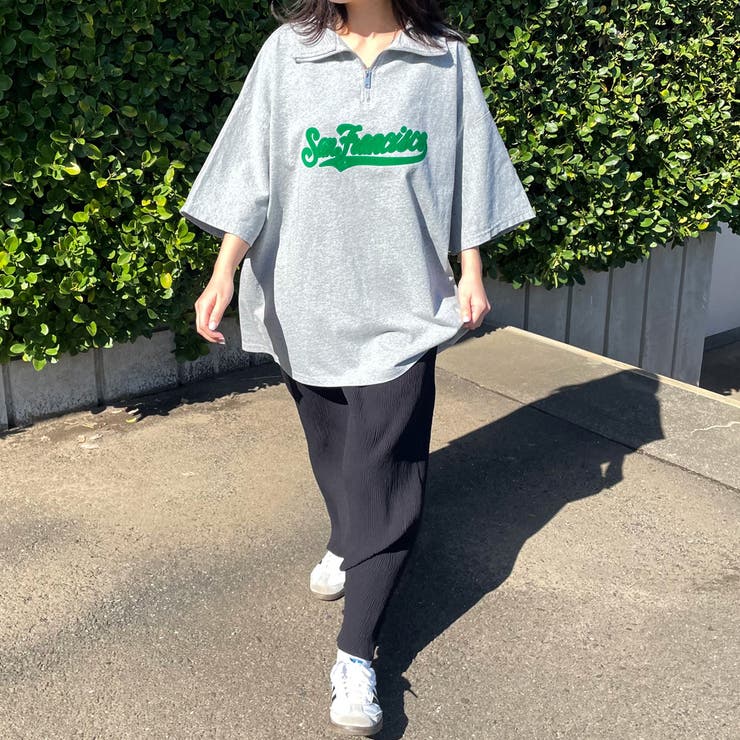 襟付きハーフジップロゴBIGTシャツ | non-hedge  | 詳細画像19 