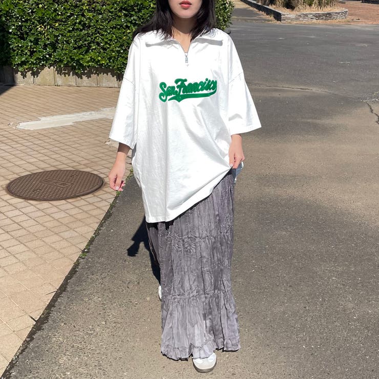 襟付きハーフジップロゴBIGTシャツ | non-hedge  | 詳細画像8 