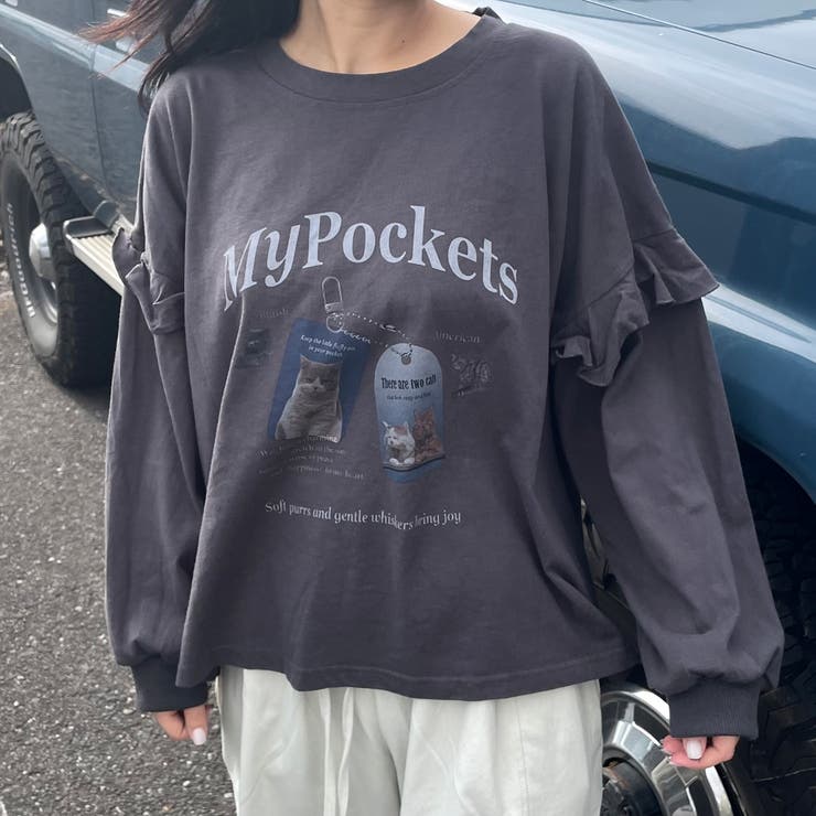 袖フリルネコプリントロンT | non-hedge  | 詳細画像11 