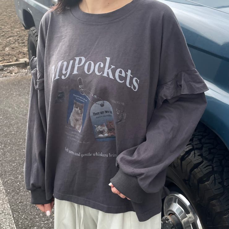 袖フリルネコプリントロンT | non-hedge  | 詳細画像13 