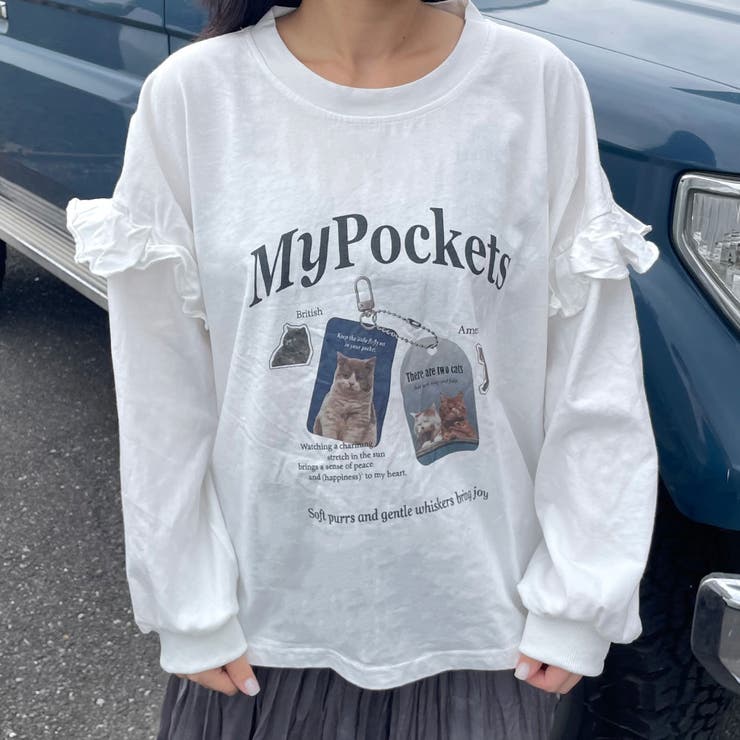 袖フリルネコプリントロンT | non-hedge  | 詳細画像19 