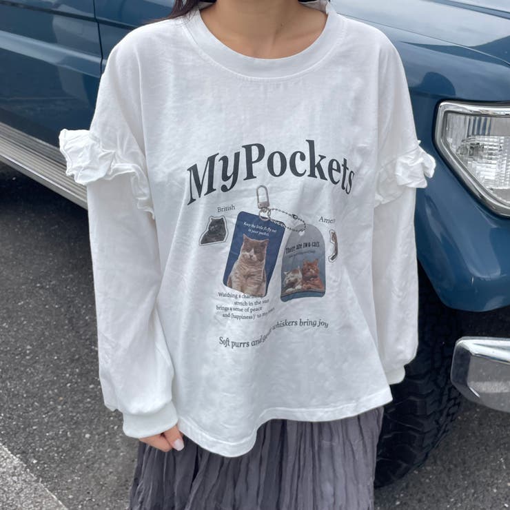 袖フリルネコプリントロンT | non-hedge  | 詳細画像20 