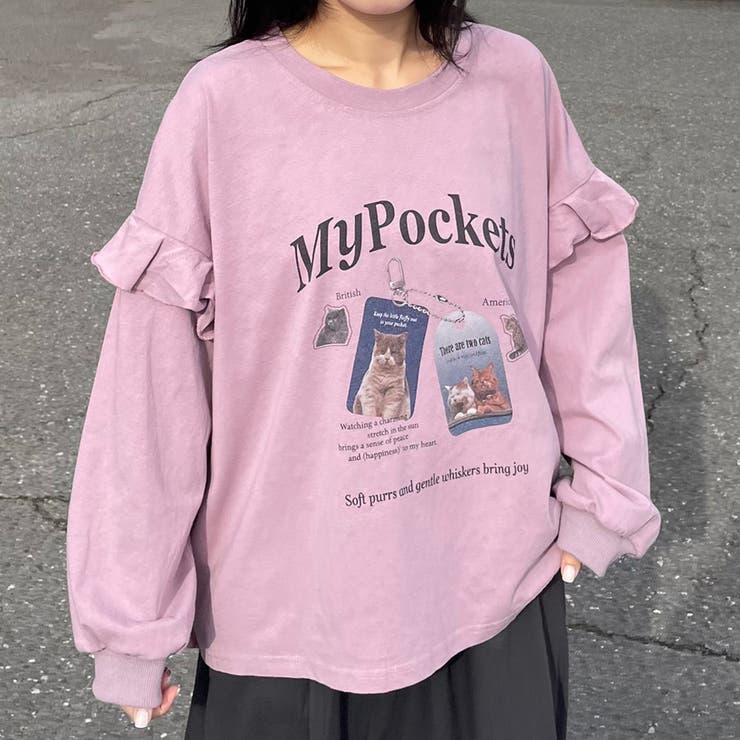 袖フリルネコプリントロンT | non-hedge  | 詳細画像30 