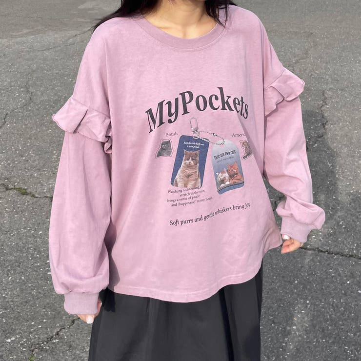 袖フリルネコプリントロンT | non-hedge  | 詳細画像31 