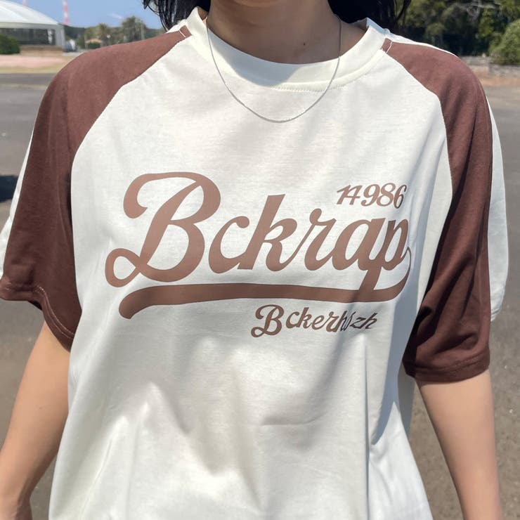 ベージュ | ラグラン配色ロゴTシャツ | non-hedge 