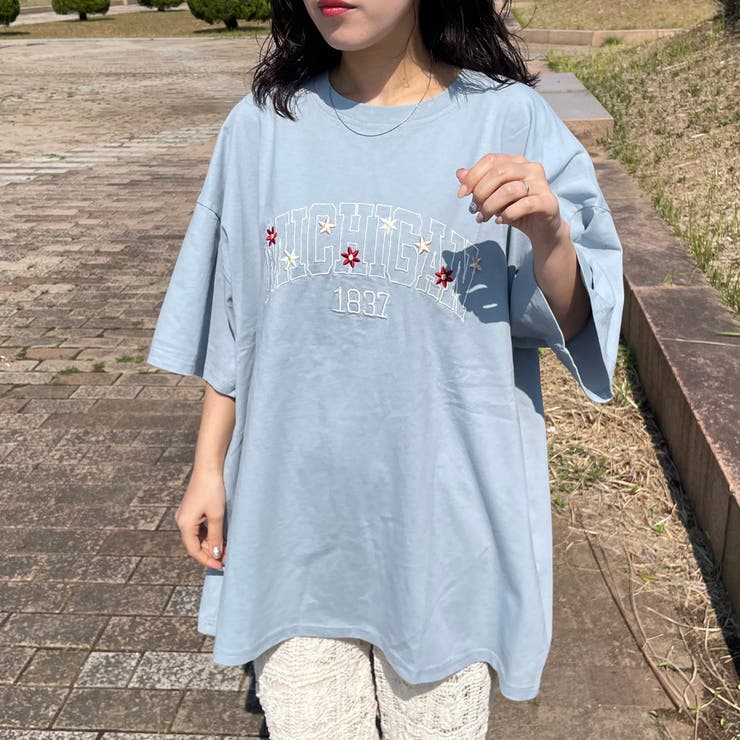 カレッジロゴ花刺繍BIGTシャツ | non-hedge  | 詳細画像8 