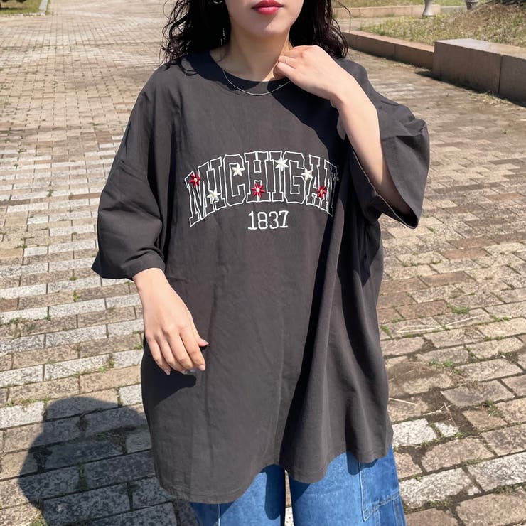 カレッジロゴ花刺繍BIGTシャツ | non-hedge  | 詳細画像22 