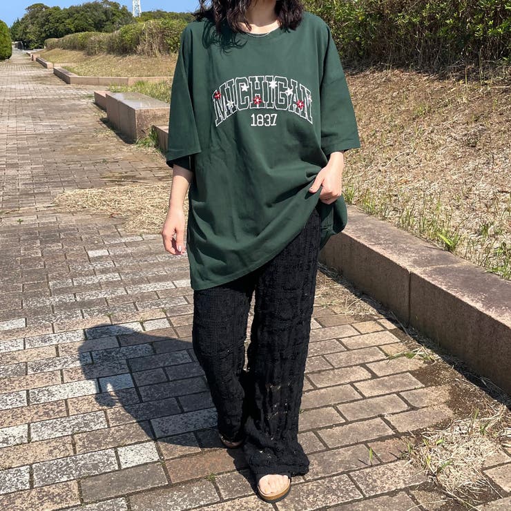 カレッジロゴ花刺繍BIGTシャツ | non-hedge  | 詳細画像6 
