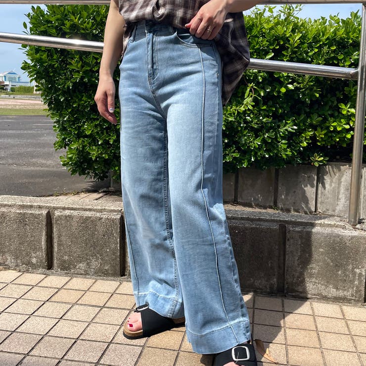 ブルー | ラインデニムパンツ | non-hedge 