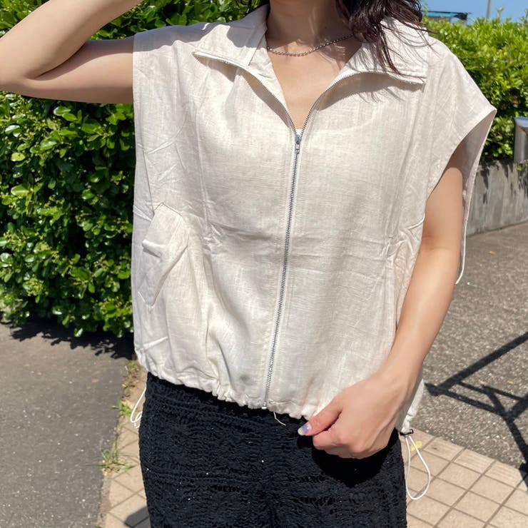 綿麻スタンドZIPベスト | non-hedge  | 詳細画像3 