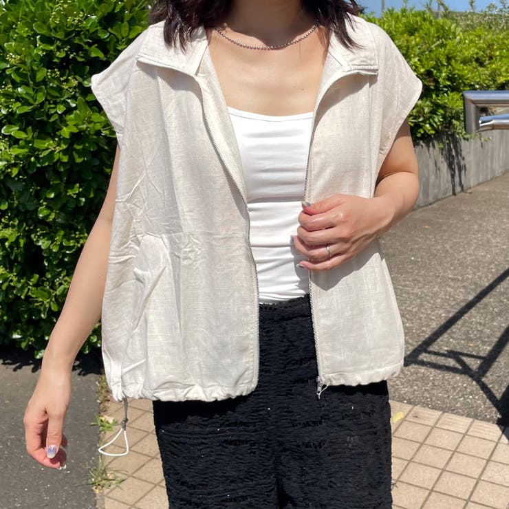綿麻スタンドZIPベスト | non-hedge  | 詳細画像5 