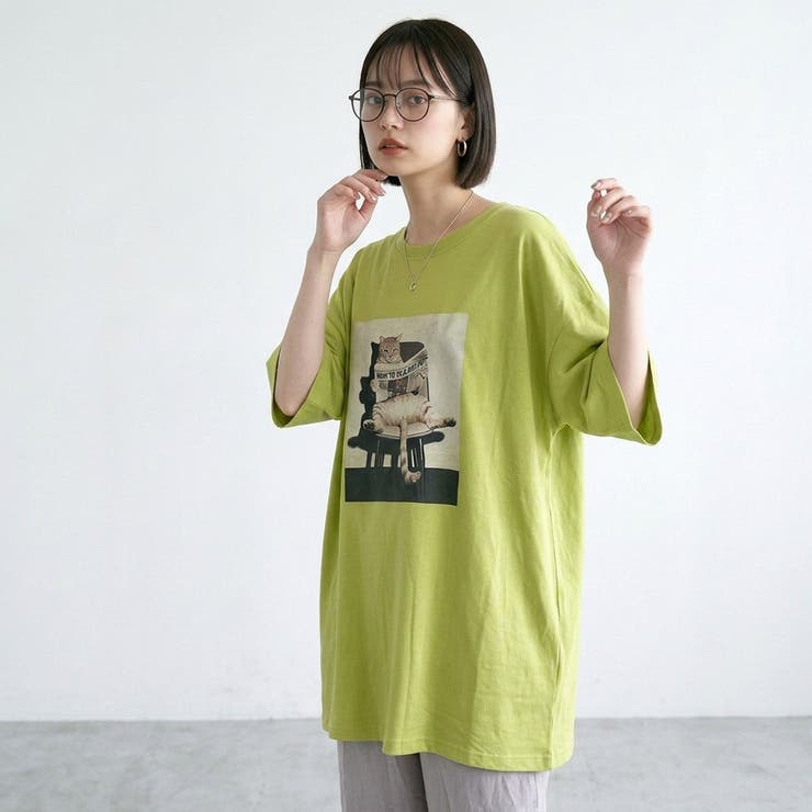 ライム | 転写ネコBIGTシャツ | non-hedge 