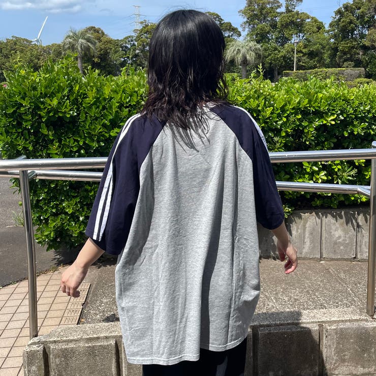 袖ラインラグラン配色BIGTシャツ | non-hedge  | 詳細画像16 