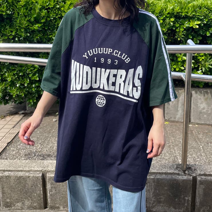 袖ラインラグラン配色BIGTシャツ | non-hedge  | 詳細画像1 