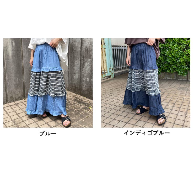 デニムチェック切替スカート | non-hedge  | 詳細画像18 