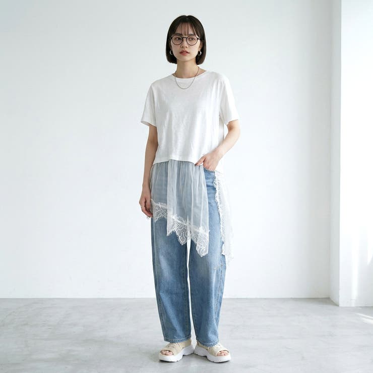 裾レースレイヤースラブTシャツ | non-hedge  | 詳細画像8 