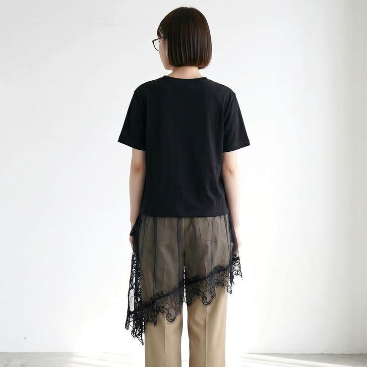 裾レースレイヤースラブTシャツ | non-hedge  | 詳細画像4 
