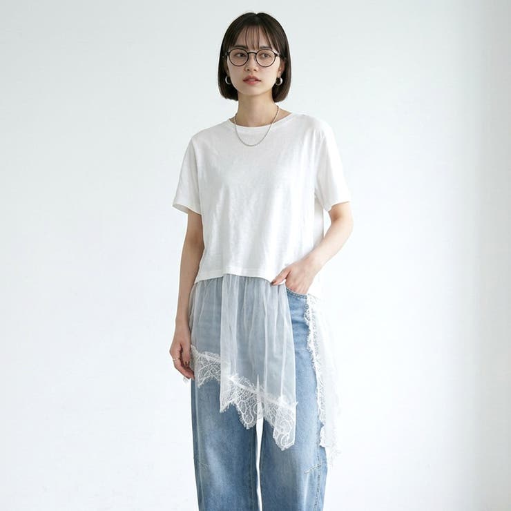 裾レースレイヤースラブTシャツ | non-hedge  | 詳細画像7 