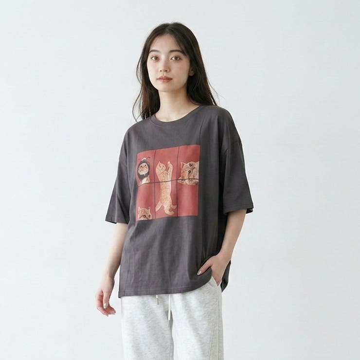 パネル転写ネコBIGTシャツ | non-hedge  | 詳細画像9 