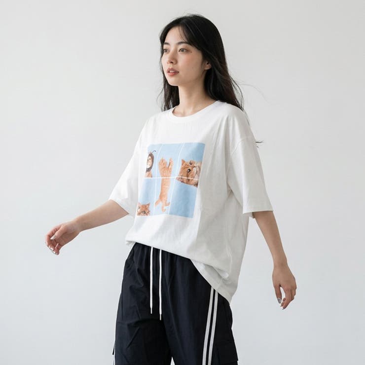 パネル転写ネコBIGTシャツ | non-hedge  | 詳細画像5 