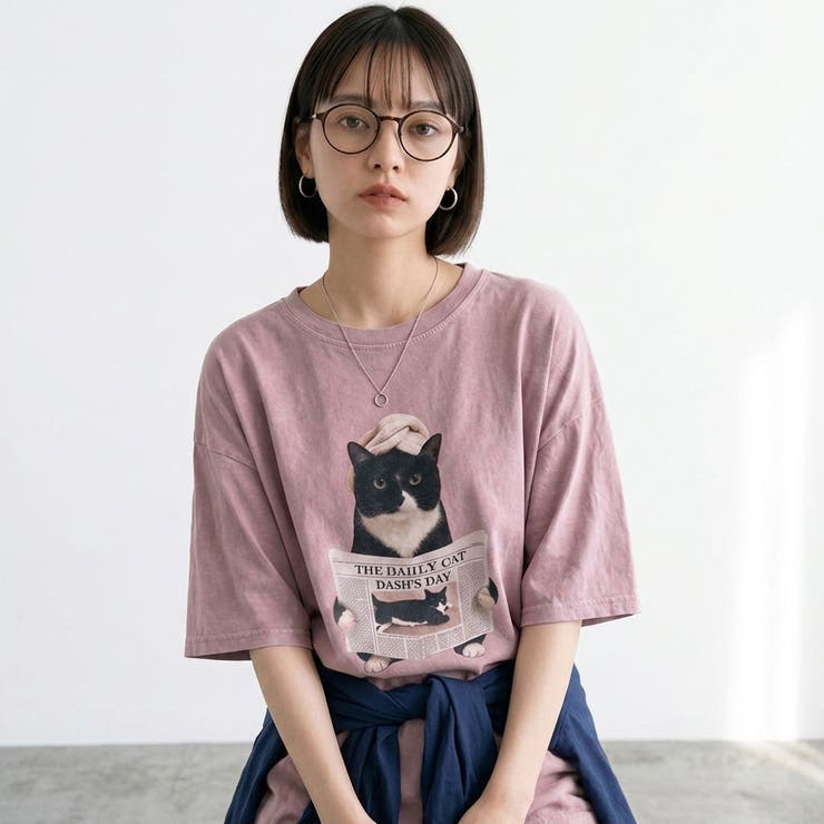 パープル | ピグメントネコBIGTシャツ | non-hedge 