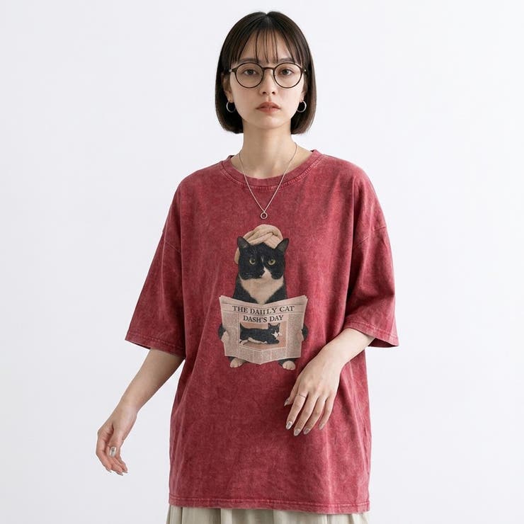 レッド | ピグメントネコBIGTシャツ | non-hedge 