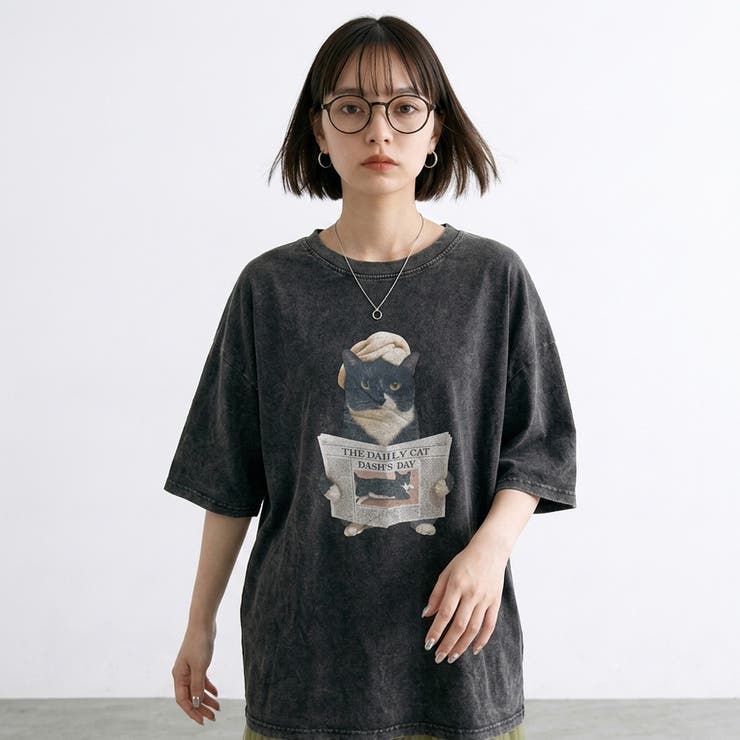 ブラック | ピグメントネコBIGTシャツ | non-hedge 