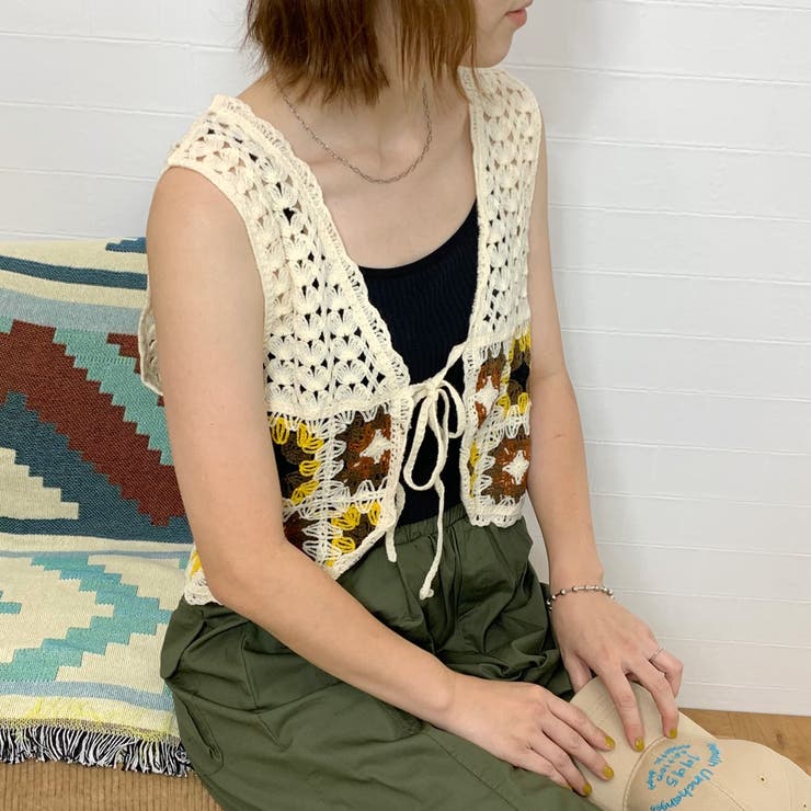 カラークロシェリボンベスト | non-hedge  | 詳細画像9