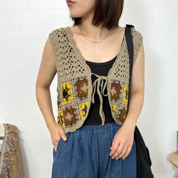 カラークロシェリボンベスト | non-hedge  | 詳細画像13