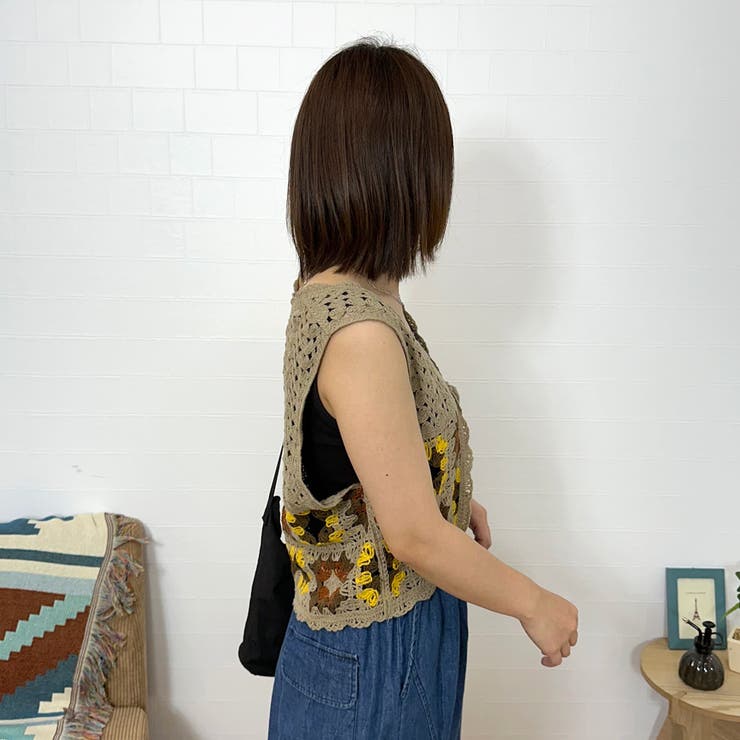 カラークロシェリボンベスト | non-hedge  | 詳細画像14