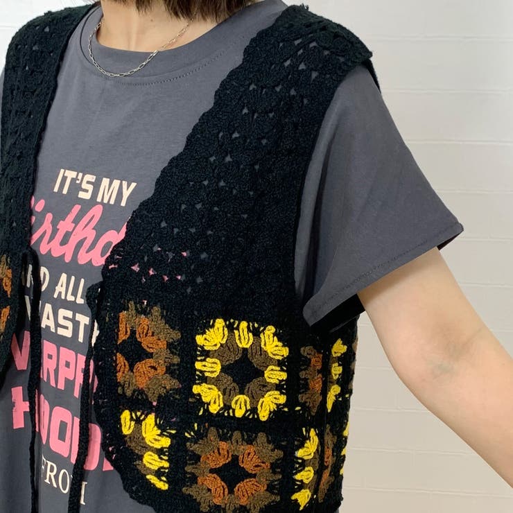 カラークロシェリボンベスト | non-hedge  | 詳細画像6